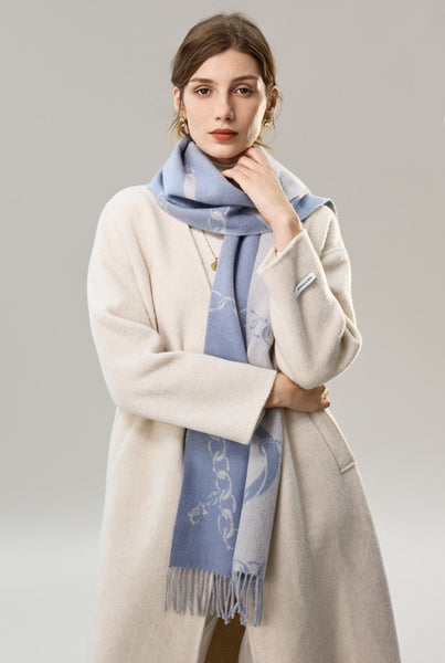 Elegant Designer Scarf, Holiday Women Scarf, Christmas Gifts for Her, Modern Wool Scarf, Warm Winter Scarf, Cold Weather Scarf, Blue Fashion Scarf, Soft Cashmere Scarf for Girls-ArtWorkCrafts.com