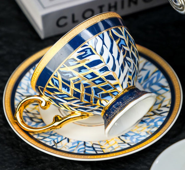 British Royal Tea Cup and Saucer in Gift Box, Elegant Ceramic Coffee Cups, Porcelain Tea Cup and Saucer Set, British Tea Cup set-ArtWorkCrafts.com