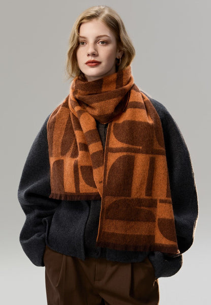 Casual Scarf for Women, Modern Wool Scarf for Women, Fashion Designer Scarf, Cold Weather Scarf, Winter Scarf, Soft Cashmere Scarf for Women-ArtWorkCrafts.com