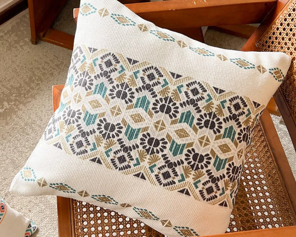 Modern Square Pillows for Couch, Geometric Modern Pillow Covers, Oriental Decorative Throw Pillows for Dining Room, Bohemian Decorative Sofa Pillows-ArtWorkCrafts.com