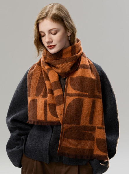 Casual Scarf for Women, Modern Wool Scarf for Women, Fashion Designer Scarf, Cold Weather Scarf, Winter Scarf, Soft Cashmere Scarf for Women-ArtWorkCrafts.com