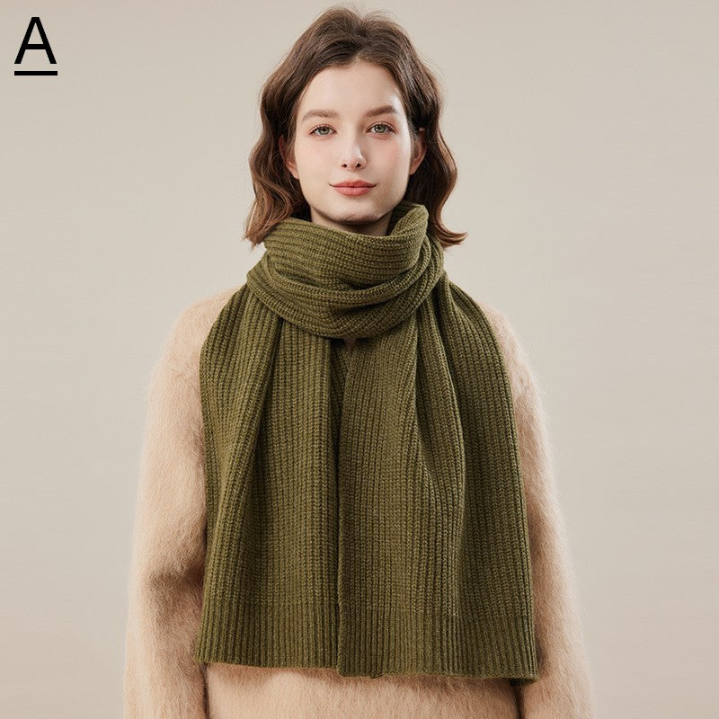 Casual Scarf for Women, Cold Weather Scarf, Warm Winter Scarf, Soft Cashmere Scarf for Women, Fashion Designer Scarf, Green White Grey Wool Scarf for Women-ArtWorkCrafts.com