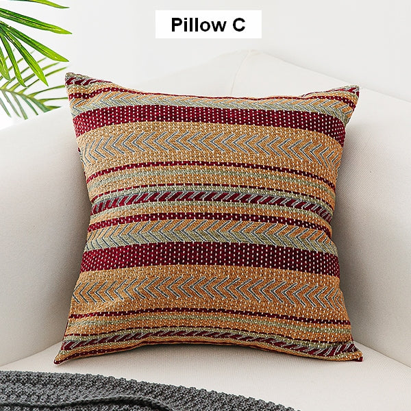 Bohemian Decorative Sofa Pillows, Extra Large Geometric Pattern Chenille Throw Pillows, Oriental Throw Pillow for Couch-ArtWorkCrafts.com