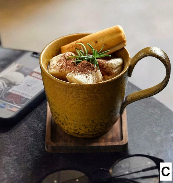 Modern Handmade Pottery Coffee Cup, Creative Brown Green Blue Ceramic Coffee Mugs, Large Unique Tea Cup, Large Capacity Coffee Cups-ArtWorkCrafts.com