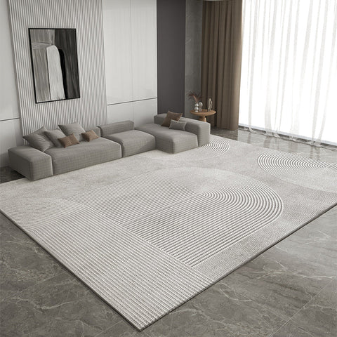 Extra Large Modern Rugs for Bedroom, Gray Contemporary Modern Rugs for Living Room, Geometric Modern Rug Placement Ideas for Dining Room-ArtWorkCrafts.com