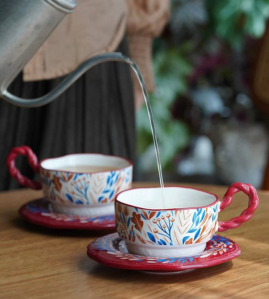 Ceramic Coffee Cup Set, Tea Cup With Saucer, Coffee Cup With Saucer, Porcelain Tea Cup Set, British Afternoon Tea Set, Gift Box Tea Set-ArtWorkCrafts.com