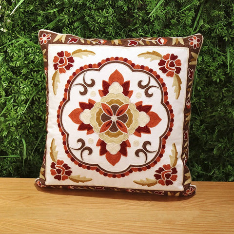 Cotton Flower Decorative Pillows, Sofa Decorative Pillows, Embroider Flower Cotton Pillow Covers, Farmhouse Decorative Throw Pillows for Couch-ArtWorkCrafts.com