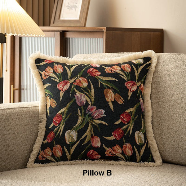 Tulip Flower Pillow Covers, Large Flower Decorative Pillows for Bedroom, Decorative Sofa Pillows for Couch, Farmhouse Decorative Pillows-ArtWorkCrafts.com