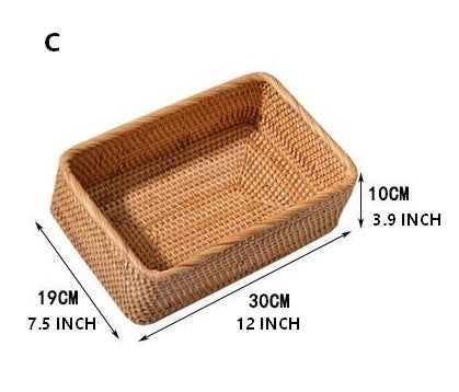 Rectangular Storage Basket for Living Room, Small Kitchen Storage Baskets, Woven Storage Baskets, Rattan Storage Baskets for Shelves-ArtWorkCrafts.com