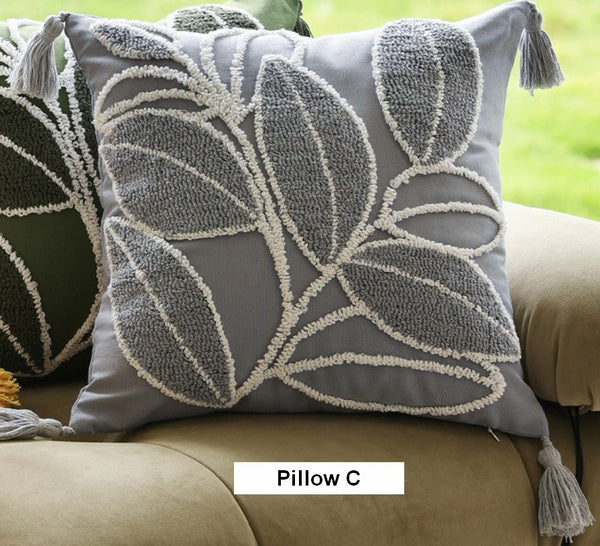 Contemporary Modern Sofa Pillow Covers, Square Modern Throw Pillows for Couch, Leaf Decorative Pillows for Bedroom, Modern Decorative Pillows for Interior Design-ArtWorkCrafts.com