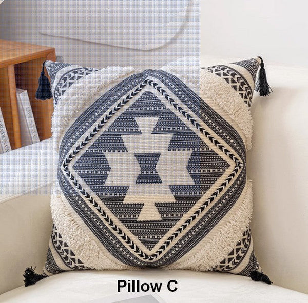 Geometric Modern Pillow Covers, Square Pillows for Couch, Oriental Decorative Throw Pillows for Living Room, Bohemian Decorative Sofa Pillows-ArtWorkCrafts.com
