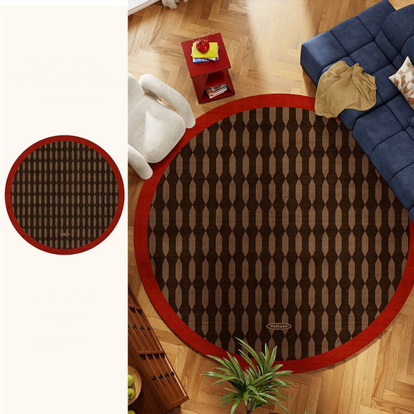 Geometric Modern Rugs for Living Room, Mid Century Circular Rugs for Bedroom, Abstract Contemporary Round Rugs under Chairs, Modern Rugs for Dining Room-ArtWorkCrafts.com