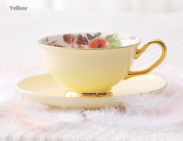 Royal Bone China Porcelain Tea Cup Set, Elegant Flower Pattern Ceramic Coffee Cups, Beautiful British Tea Cups, Unique Afternoon Tea Cups and Saucers in Gift Box-ArtWorkCrafts.com