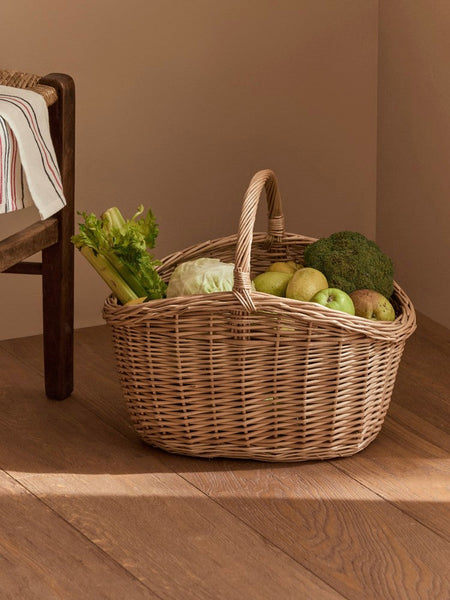 Wicker Storage Basket, Large Picnic Food Basket with Handle, Lovely Willow Weaving Baskets for Vegetable, Natural Fruit Basket, Natural Hand-woven Kitchen Storage Baskets-ArtWorkCrafts.com