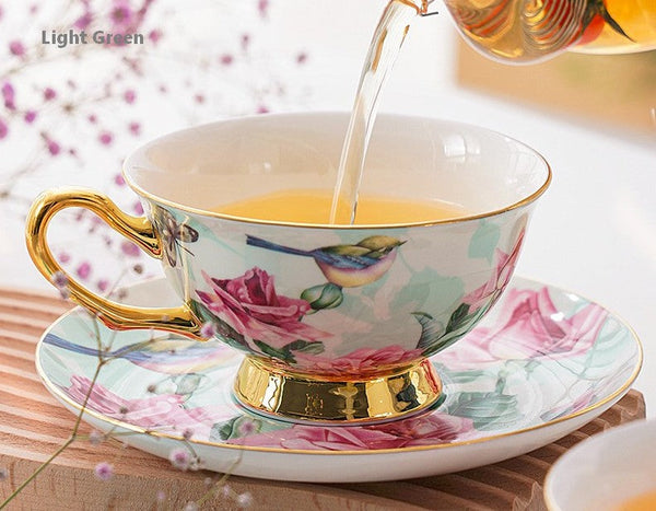 Unique Afternoon Tea Cups and Saucers in Gift Box, Royal Bone China Porcelain Tea Cup Set, Elegant Flower Pattern Ceramic Coffee Cups, Beautiful British Tea Cups-ArtWorkCrafts.com