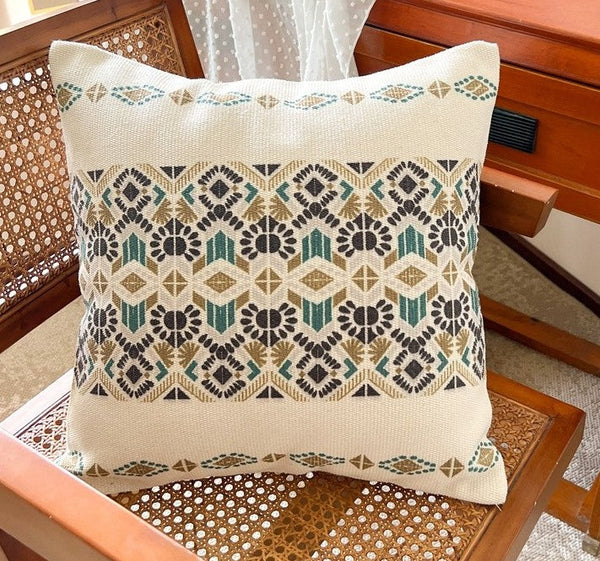 Modern Square Pillows for Couch, Geometric Modern Pillow Covers, Oriental Decorative Throw Pillows for Dining Room, Bohemian Decorative Sofa Pillows-ArtWorkCrafts.com