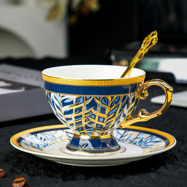 British Royal Tea Cup and Saucer in Gift Box, 8 oz Elegant Ceramic Coffee Cups, Porcelain Tea Cup and Saucer Set, British Tea Cup set-ArtWorkCrafts.com