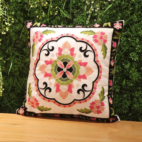 Sofa Decorative Pillows, Embroider Flower Cotton Pillow Covers, Cotton Flower Decorative Pillows, Farmhouse Decorative Throw Pillows for Couch-ArtWorkCrafts.com