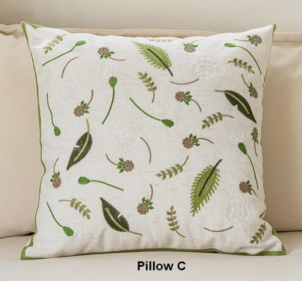 Decorative Pillows for Couch, Spring Flower Decorative Throw Pillows, Farmhouse Sofa Decorative Pillows, Embroider Flower Cotton Pillow Covers-ArtWorkCrafts.com