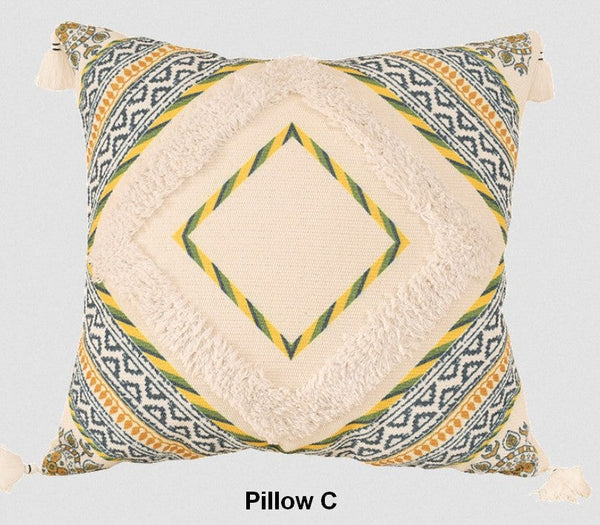 Square Pillows for Couch, Oriental Decorative Throw Pillows for Living Room, Geometric Modern Pillow Covers, Bohemian Decorative Sofa Pillows-ArtWorkCrafts.com