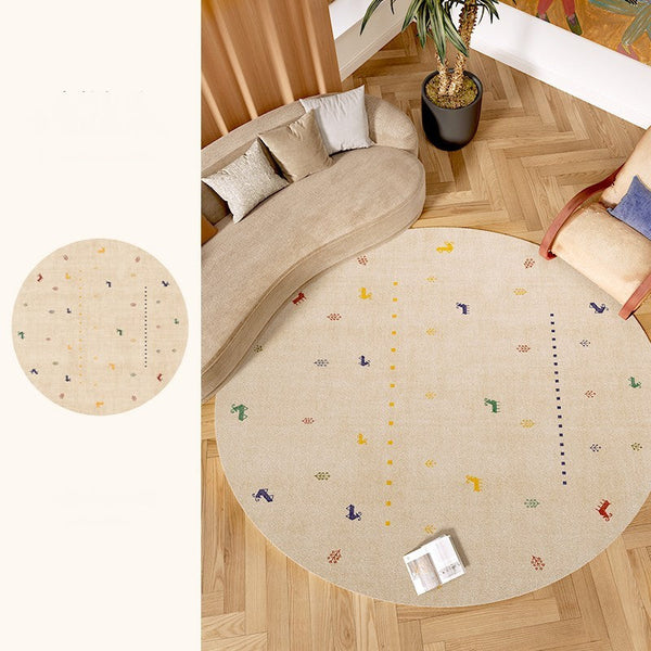 Geometric Modern Rug Ideas for Living Room, Circular Modern Rugs for Bathroom, Modern Rugs for Children's Room, Abstract Contemporary Round Rugs for Dining Room-ArtWorkCrafts.com