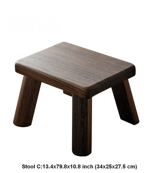 Dining Table Stool, Shoe-changing Stool, Solid Wood low Stool, Paulownia Wood Stool, Children's Wooden Stool, Sofa Stool-ArtWorkCrafts.com