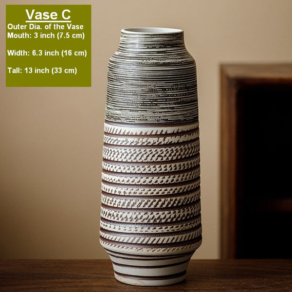 Modern Bouquet Flower Vases, Centerpiece on Dining Table, Handmade Pottery Flower Vases Urn, Water Holding Flower Vases, Large Flower Vase on Table-ArtWorkCrafts.com