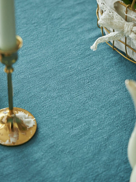 Extra Large Rectangle Tablecloth for Dining Room Table, Blue Modern Long Table Cover, Ramie Tablecloth for Home Decoration, Square Tablecloth for Round Table-ArtWorkCrafts.com