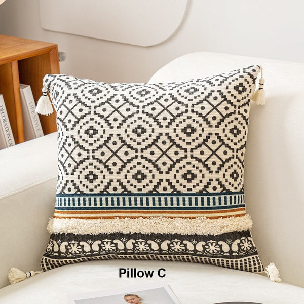 Contemporary Modern Pillow Covers, Square Pillows for Couch, Oriental Decorative Throw Pillows for Bedroom, Bohemian Decorative Sofa Pillows-ArtWorkCrafts.com