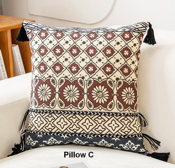 Oriental Square Pillows for Couch, Geometric Modern Pillows, Decorative Throw Pillows for Living Room, Bohemian Decorative Sofa Pillows-ArtWorkCrafts.com