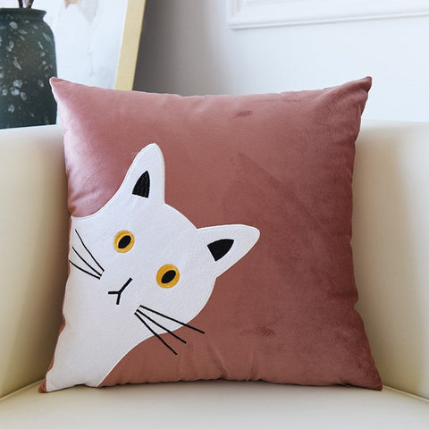 Decorative Throw Pillows, Modern Sofa Decorative Pillows, Lovely Cat Pillow Covers for Kid's Room, Cat Decorative Throw Pillows for Couch-ArtWorkCrafts.com