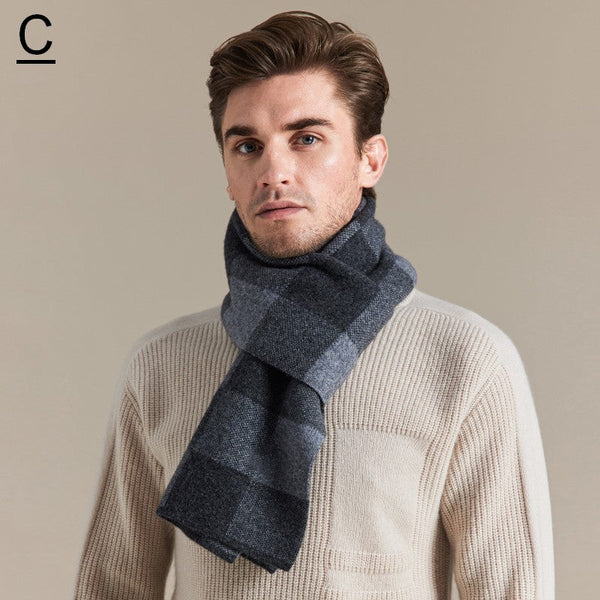 Plaid Scarf for Men, Business Wool Scarf for Gentleman, Men's Winter Scarf, Men's Wool Scarf Winter, Modern Fashion Scarf, Formal Men Scarf Styles, Pure Wool Scarf-ArtWorkCrafts.com