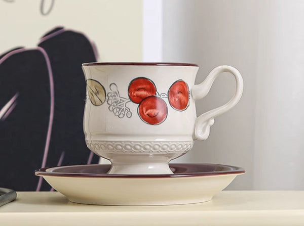 Elegant Ceramic Cups, Creative Coffee Cup and Saucer, Creative Porcelain Tea Cup Set, Beautiful British Tea Cups for Afternoon Tea-ArtWorkCrafts.com