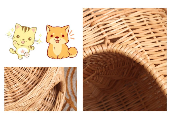 Large Cat House Basket with Washable Cushion for Indoor Cats and Dogs, Triple-Layer Cat Bed-ArtWorkCrafts.com
