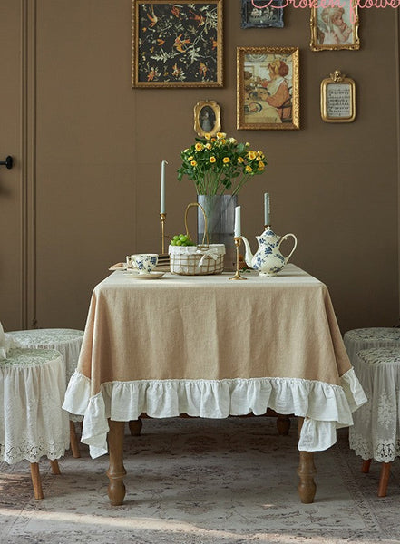 Modern Table Cloth, Beige Tablecloth for Home Decoration, Square Tablecloth for Round Table, Extra Large Rectangle Tablecloth for Dining Room Table-ArtWorkCrafts.com