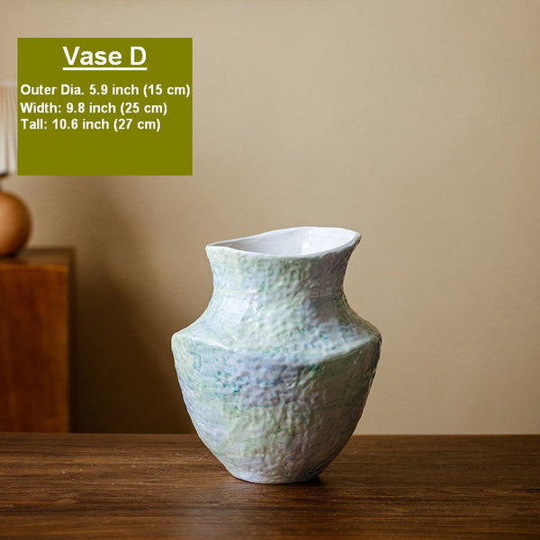 Centerpiece on Dining Table, Modern Porcelain Flower Vases, Handmade Water Holding Flower Vases, Ceramic Bouquet Vases, Flower Vases on Table-ArtWorkCrafts.com