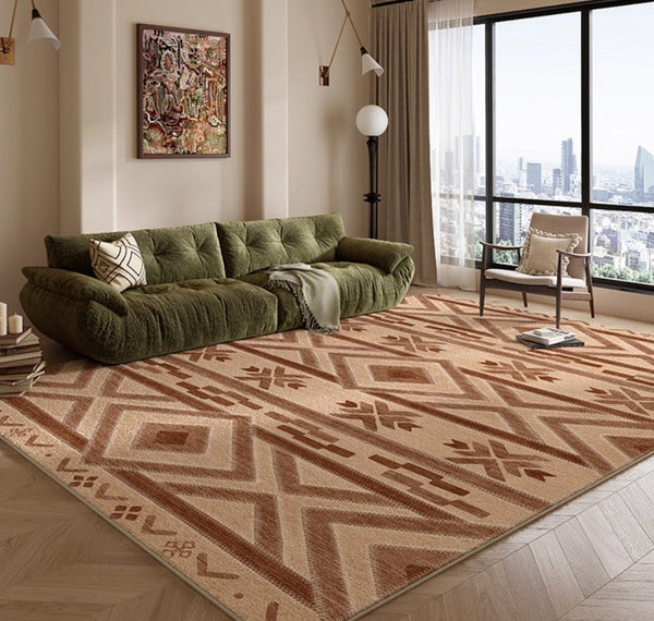 Mid Century Modern Rugs Next to Bed, Contemporary Rugs for Bedroom, Abstract Modern Carpets for Living Room, Modern Rugs for Dining Room-ArtWorkCrafts.com