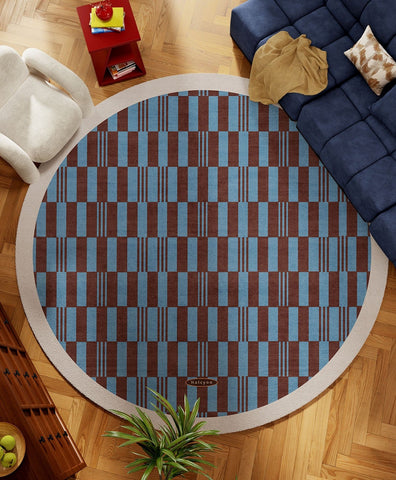 Modern Rugs for Dining Room, Geometric Modern Rugs for Living Room, Mid Century Circular Rugs for Bedroom, Abstract Contemporary Round Rugs under Chairs-ArtWorkCrafts.com
