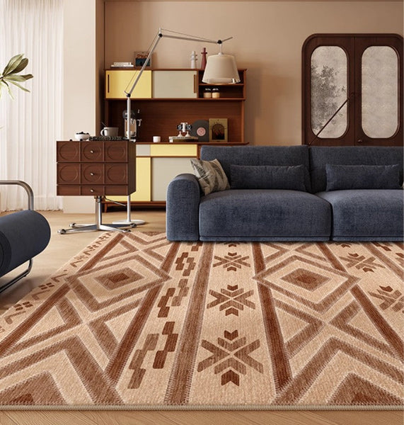Mid Century Modern Rugs Next to Bed, Contemporary Rugs for Bedroom, Abstract Modern Carpets for Living Room, Modern Rugs for Dining Room-ArtWorkCrafts.com