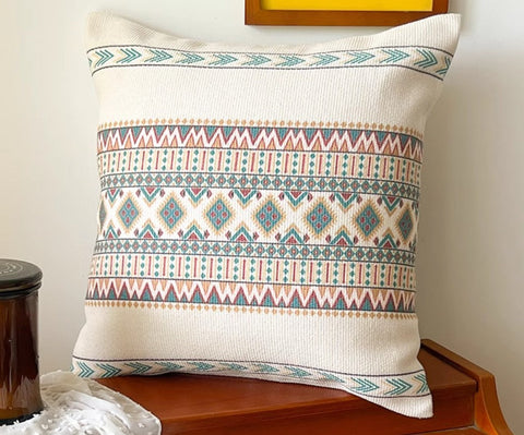 Modern Square Pillows for Couch, Bohemian Decorative Sofa Pillows, Geometric Modern Pillow Covers, Oriental Decorative Throw Pillows for Dining Room-ArtWorkCrafts.com