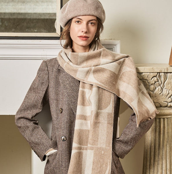 Cold Weather Scarf, Winter Scarf, Soft Cashmere Scarf for Women, Casual Scarf for Women, Modern Wool Scarf for Women, Fashion Designer Scarf-ArtWorkCrafts.com