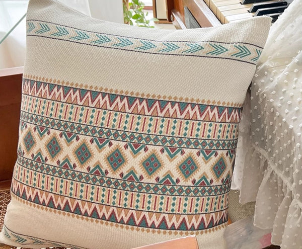 Modern Square Pillows for Couch, Bohemian Decorative Sofa Pillows, Geometric Modern Pillow Covers, Oriental Decorative Throw Pillows for Dining Room-ArtWorkCrafts.com