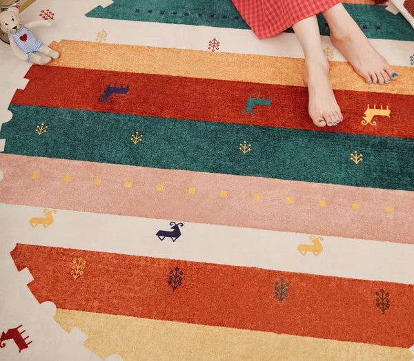 Modern Rugs for Children's Room, Geometric Modern Rug Ideas for Living Room, Circular Modern Rugs for Bathroom, Abstract Contemporary Round Rugs for Dining Room-ArtWorkCrafts.com