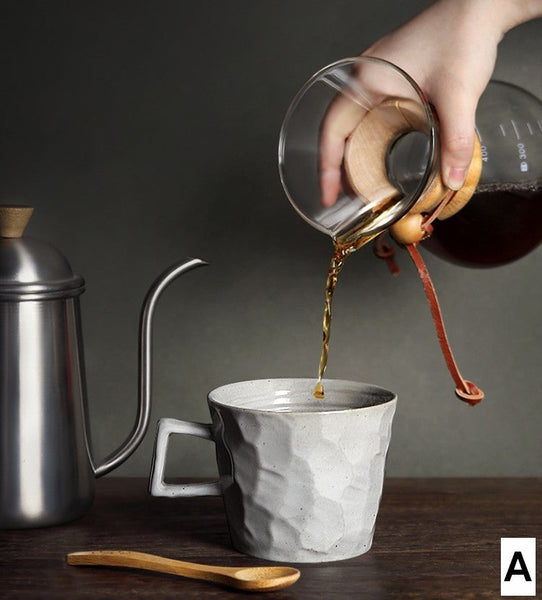 Modern Handmade Pottery Coffee Cup, Creative Brown White Black Blue Ceramic Coffee Mugs, Large Unique Tea Cup, Large Capacity Coffee Cups-ArtWorkCrafts.com