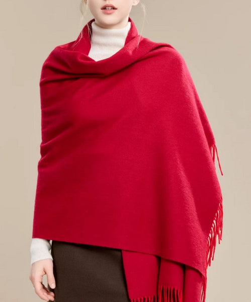 Long Wool Scarf, Soft Wool Scarf for Women, Evening Wrap, Red Winter Shawl, Elegant Shawl, Warm Cape, Fashion Scarf, Christmas Gift, Gifts for Women-ArtWorkCrafts.com