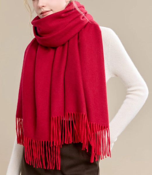Long Wool Scarf, Soft Wool Scarf for Women, Evening Wrap, Red Winter Shawl, Elegant Shawl, Warm Cape, Fashion Scarf, Christmas Gift, Gifts for Women-ArtWorkCrafts.com