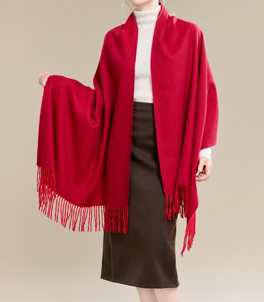 Long Wool Scarf, Soft Wool Scarf for Women, Evening Wrap, Red Winter Shawl, Elegant Shawl, Warm Cape, Fashion Scarf, Christmas Gift, Gifts for Women-ArtWorkCrafts.com