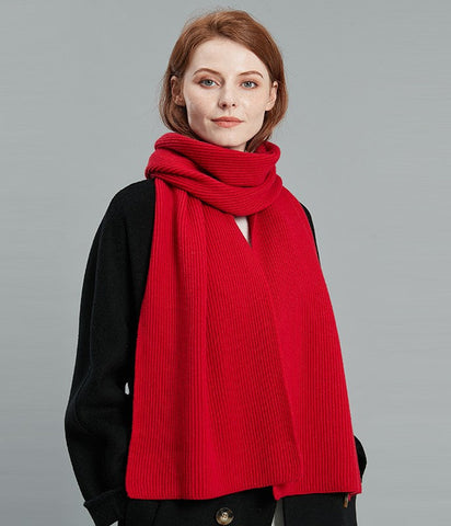 Casual Scarf for Women, Fashion Designer Scarf, Cold Weather Scarf, Red Winter Scarf, Modern Wool Scarf for Women, Soft Cashmere Scarf for Women-ArtWorkCrafts.com