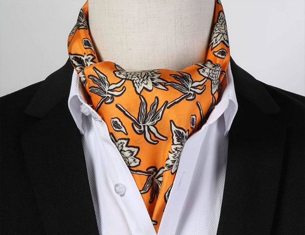 Casual Silk Scarf Men, Lightweight Short Silk Scarf, Mens Dress Silk Scarf, Short Silk Ascot Men, Silk Scarf For Blazer, Mens Summer Silk Scarf-ArtWorkCrafts.com