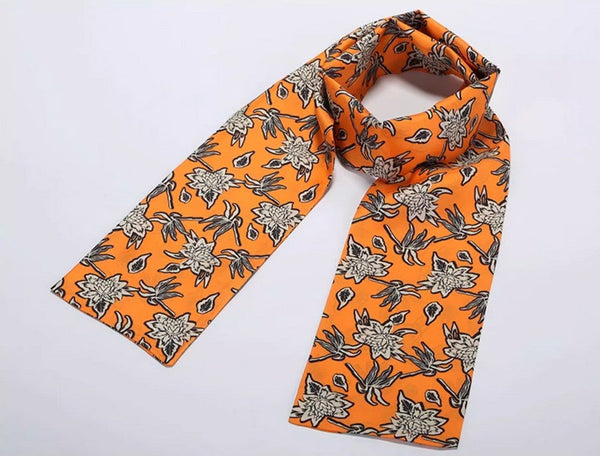 Casual Silk Scarf Men, Lightweight Short Silk Scarf, Mens Dress Silk Scarf, Short Silk Ascot Men, Silk Scarf For Blazer, Mens Summer Silk Scarf-ArtWorkCrafts.com
